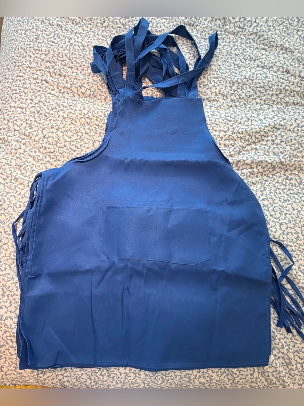 Royal Blue Full-Length Kitchen Apron with Divided Front Pocket